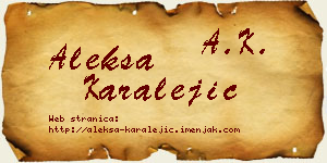 Aleksa Karalejić vizit kartica